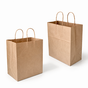 Kit 25 Sacolas Kraft com Alça Torcida 30x31x19cm para Delivery