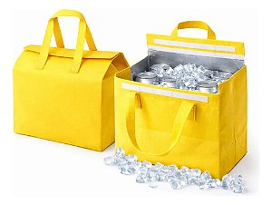 Kit 10 Sacola Térmica 12 Litros (27x26x17cm) Delivery Impermeável C/ Velcro - Embalagem Cooler Gelados Quentes