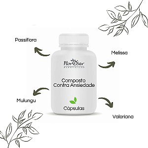 Composto Contra Ansiedade 30cápsulas - Passiflora, Melissa, Mulungu e Valeriana