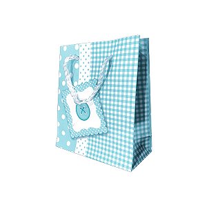 Sacola de Papel para Presente Baby Azul - pacote com 10 unidades