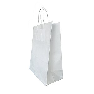 Sacola de Papel 24x33x10cm Branca pacote com 10 unidades
