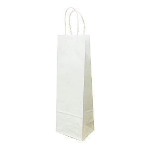 Sacola de Papel 12x36x8cm BRANCA para Garrafa de Vinho com reforço de fundo