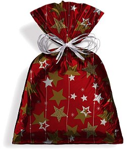 Saco Para Presente 45x59cm STAR VERMELHO pacote com 25 Unidades