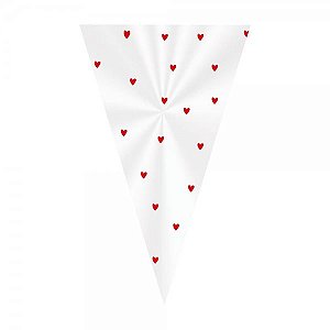 Cone Festa 18x30cm Amo Você pacote com 50 unidades