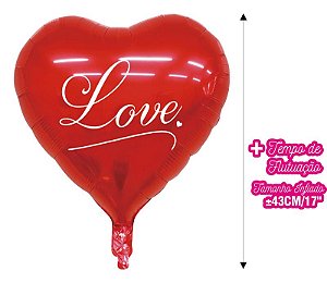 Balão Metalizado 18 Coração Love Vermelho