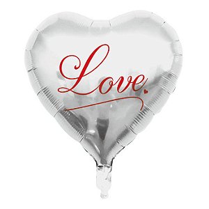 Balão Metalizado 18 Coração Love Prata