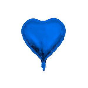 Balão Metalizado 05 Coração Azul - pacote com 6 unidades