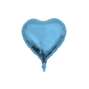 Balão Metalizado 05 Coração Azul Claro - pacote com 6 unidades