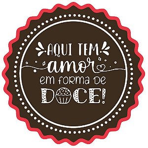 Etiqueta Adesiva Amor em Forma de Doce - pacote com 60 unidades