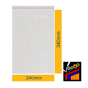 Saco Plástico ZIP Incolor 24x34cm 0.08 - Pacote com 100 unidades