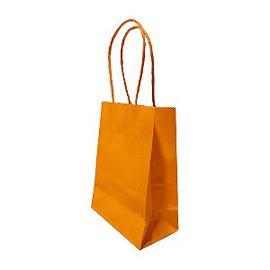Sacolas de Papel 11x15x06cm Laranja - Pacote com 10 unidades