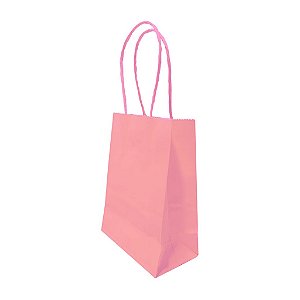 Sacolas de Papel 11x15x06cm Rosa Claro - Pacote com 10 unidades