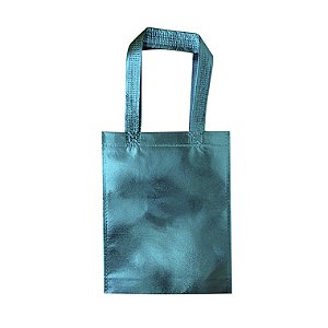 Sacolas de TNT Metalizado 20x25cm com Alça - Azul - pacote com 6 unidades