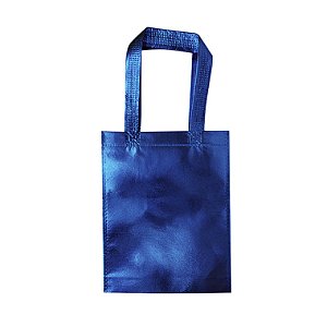 Sacolas de TNT Metalizado 20x25cm com Alça - Azul - pacote com 6 unidades