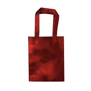 Sacolas de TNT Metalizado 20x25cm com Alça - Vermelha - pacote com 6 unidades