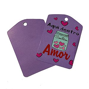 TAG Decorativa Aqui Dentro Contém Amor - Pacote com 10 unidades