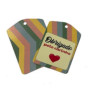 TAG Decorativa Obrigado pelo Carinho - Pacote com 10 unidades