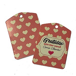 TAG Decorativa Gratidão ter Você como Cliente - Pacote com 10 unidades