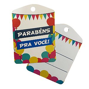 TAG Decorativa Parabéns Para Você - Pacote com 10 unidades