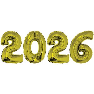 Balão Metalizado 2026 Prateado ou Dourado