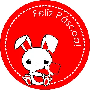 Etiqueta Adesiva Feliz Páscoa Redonda pacote com 60 unidades