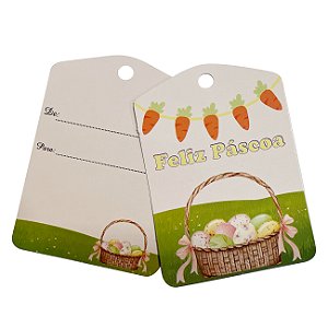 TAG Decorativa Cesta Feliz Páscoa - Pacote com 10 unidades