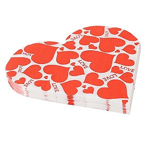 Guardanapo Estampado Coração Love - Pacote com 20 unidades