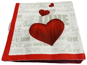 Guardanapo Estampado 32cm Love GP33193 - Pacote com 20 unidades