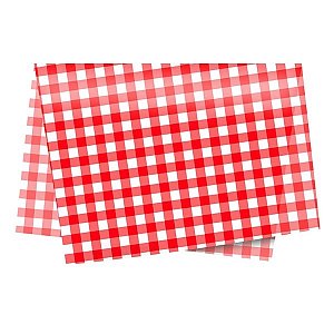 Papel de Seda 50x70cm Xadrez Vermelho - 10 folhas