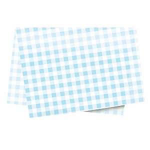 Papel de Seda 50x70cm Xadrez Azul Claro - 10 folhas