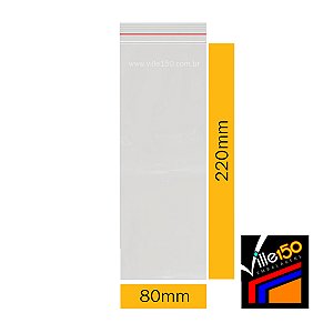Saco Plástico ZIP Incolor 8,0x22cm 0.06 - Pacote com 100 unidades