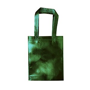 Sacolas de TNT Metalizado 20x25cm com Alça - Verde - pacote com 6 unidades