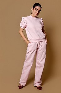 CONJUNTO MOLETOM BORDADO - ROSA