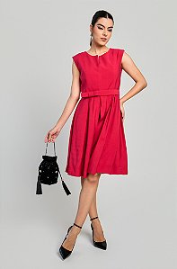 VESTIDO ROSA COM SAIA PREGUEADA