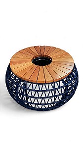 Champanheira Dubai Trama em V Tampo Madeira em Cedro 75cm