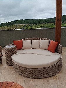 Chaise Dupla com Champanheira Tricô Náutico