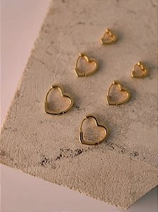 ARGOLA CORAÇÃO LISA TRIO BANHADO A OURO 18K