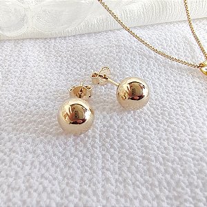 BRINCO ESFERA BOLINHA BANHADO A OURO 18K