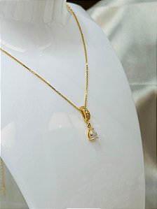 COLAR PONTO DE LUZ CRAVEJADO BANHADO A OURO 18K