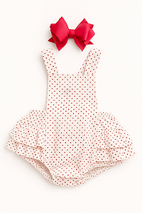 Macacão Romper Bebê Menina Poá Vermelho