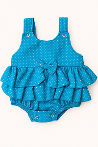 Macacão Romper Bebê Menina Azul Turquesa