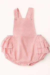 Macacão Romper Bebê Menina Poá Rosa