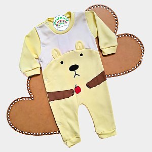 Macacão Bebê Menino 100% Algodão Estampa Ursinho 3D