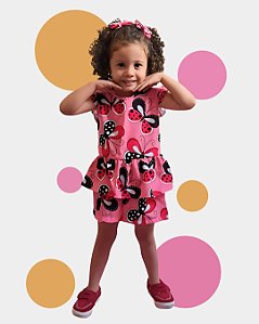 Conjunto Infantil Menina Batinha e Shorts Borboleta Rosa