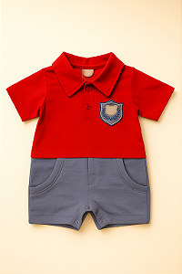 Macacão Curto Bebê Menino Mauricinho 100% algodão