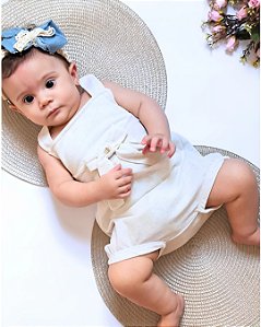 Macacão Bebê Curto Menina Encanto Detalhe Pérolas