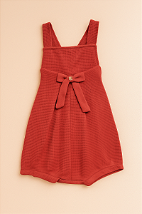 Macacão Curto Bebê Menina Encanto Detalhe Pérolas - Cor Terra