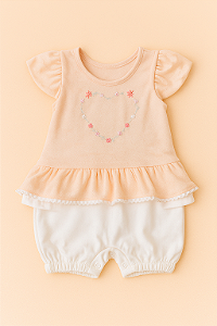 Macacão Curto Bebê Menina Bordado Minilover