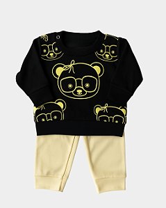 Conjunto Confort  Bebê 100% Algodão - Preto