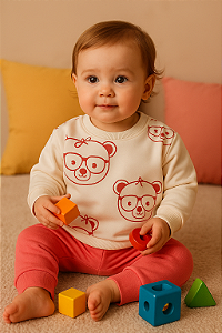 Conjunto Confort  Bebê Menina 100% Algodão - Cor Pink